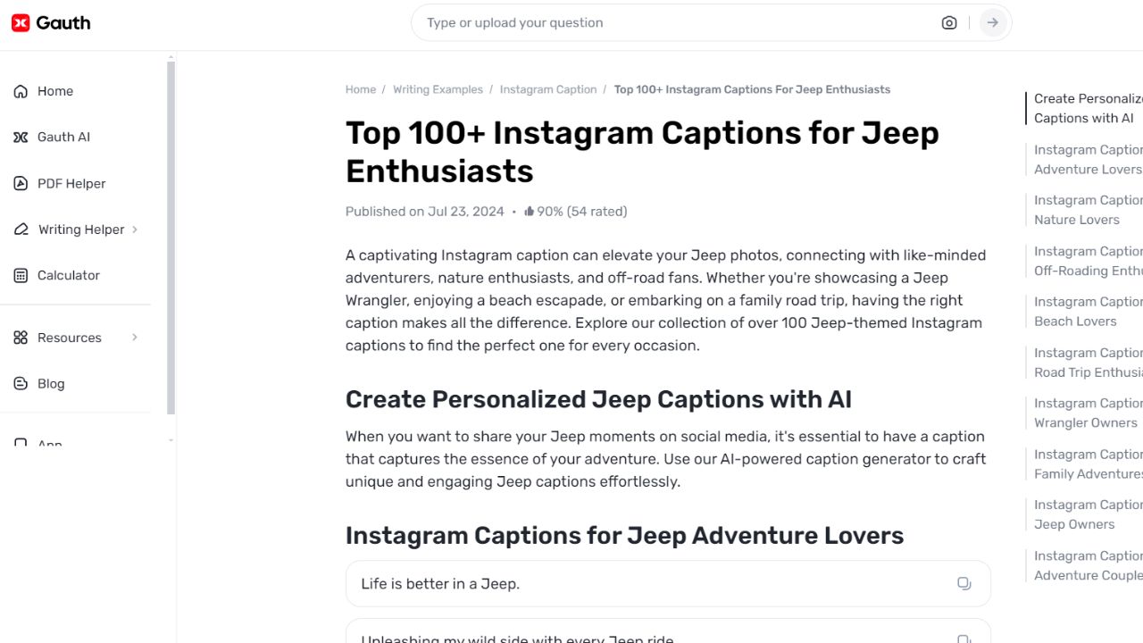 Elevate Your Posts with Gauth’s Jeep Life Captions Generator